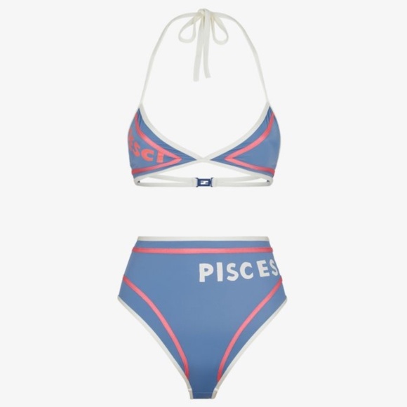 Fendi Blue Lycra Zodiac Pisces 2 Piece Swimsuit in Small - Picture 2 of 8